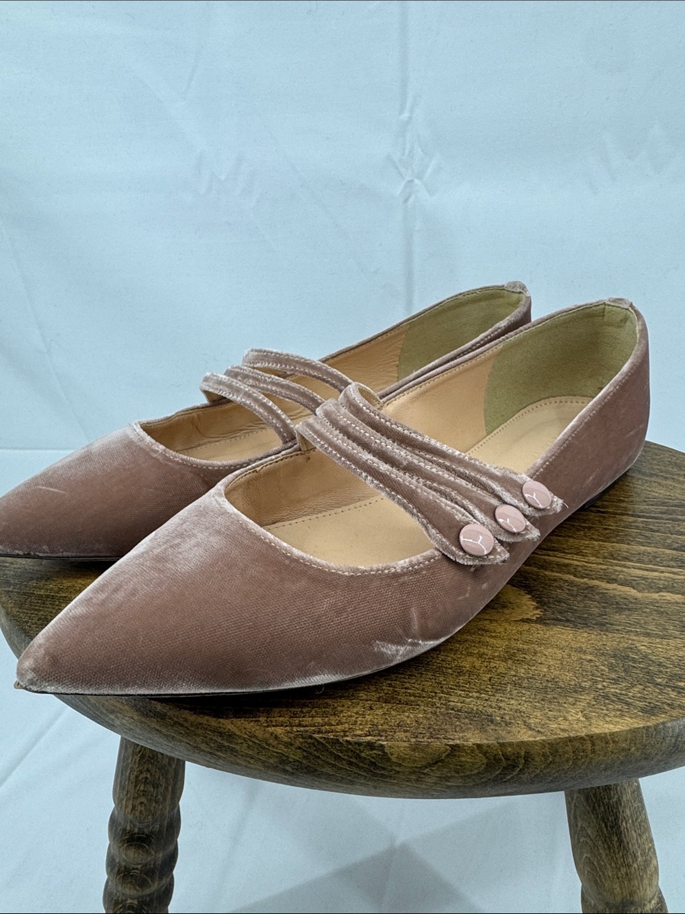 J. Crew Womens Velvet Strappy Pointed Toe Mary Jane Flats, Warm Walnut Pink, 7